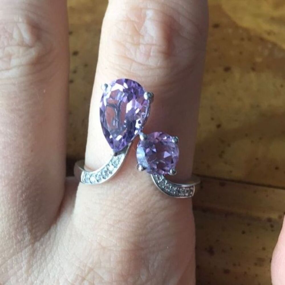 Rose De France Amethyst Sterling Silver Ring Size 9